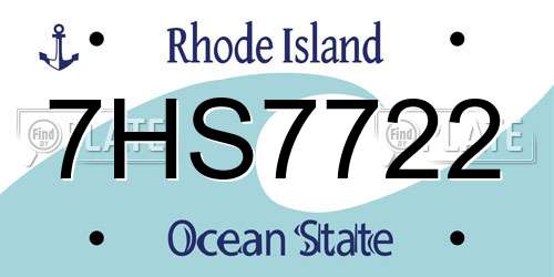 7HS7722 Rhode Island License Plate