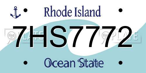 7HS7772 Rhode Island License Plate