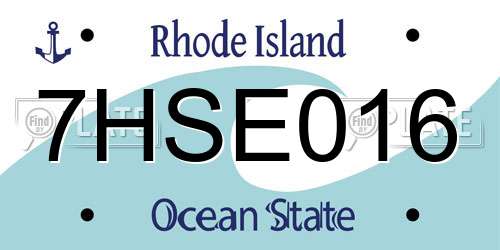 7HSE016 Rhode Island License Plate