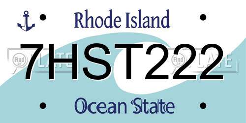 7HST222 Rhode Island License Plate