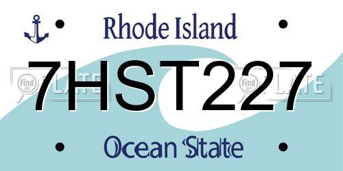 7HST227 Rhode Island License Plate