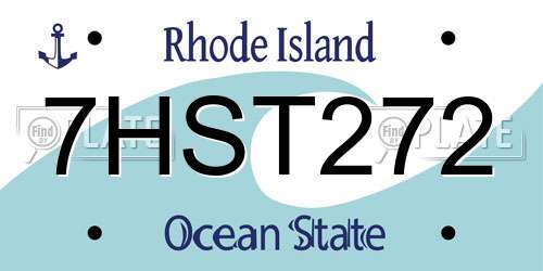 7HST272 Rhode Island License Plate