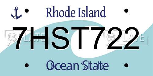 7HST722 Rhode Island License Plate