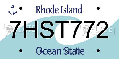 7HST772 Rhode Island License Plate