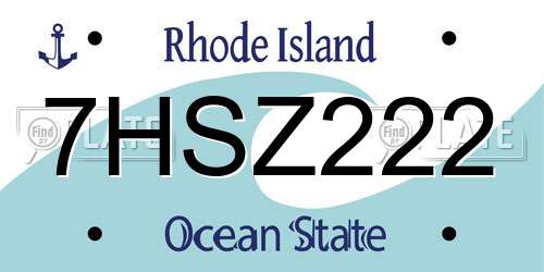 7HSZ222 Rhode Island License Plate