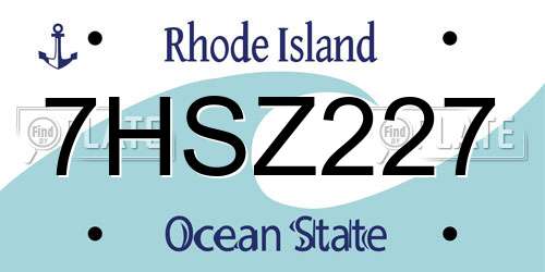 7HSZ227 Rhode Island License Plate