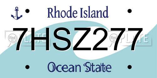 7HSZ277 Rhode Island License Plate