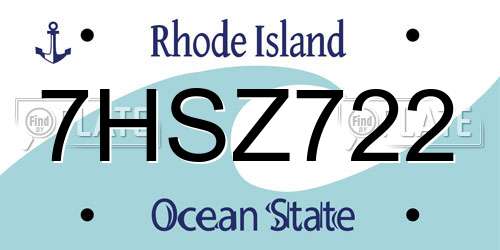 7HSZ722 Rhode Island License Plate