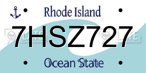 7HSZ727 Rhode Island License Plate
