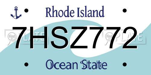 7HSZ772 Rhode Island License Plate