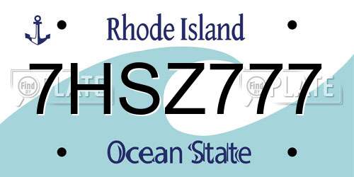 7HSZ777 Rhode Island License Plate