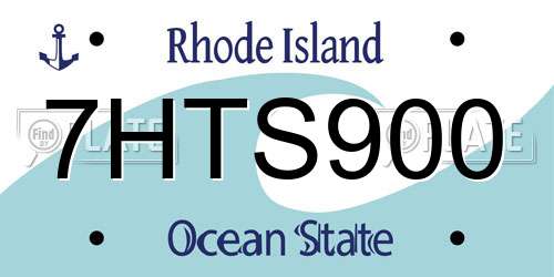 7HTS900 Rhode Island License Plate