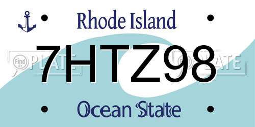 7HTZ98 Rhode Island License Plate