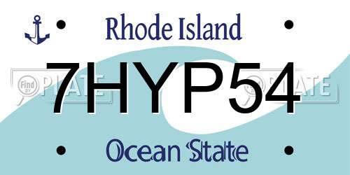 7HYP54 Rhode Island License Plate