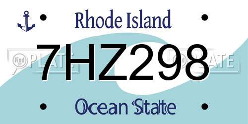 7HZ298 Rhode Island License Plate