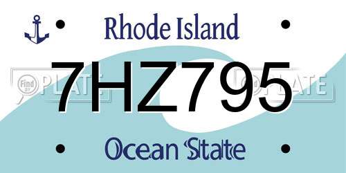 7HZ795 Rhode Island License Plate