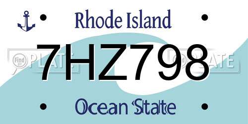 7HZ798 Rhode Island License Plate