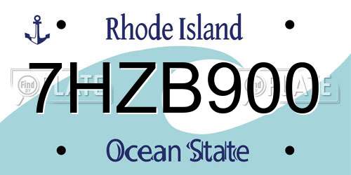 7HZB900 Rhode Island License Plate