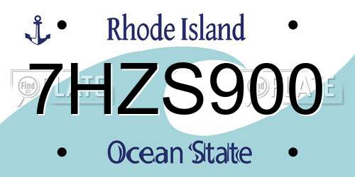 7HZS900 Rhode Island License Plate