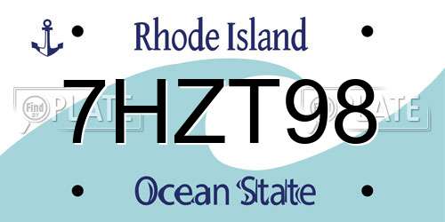 7HZT98 Rhode Island License Plate