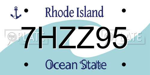 7HZZ95 Rhode Island License Plate