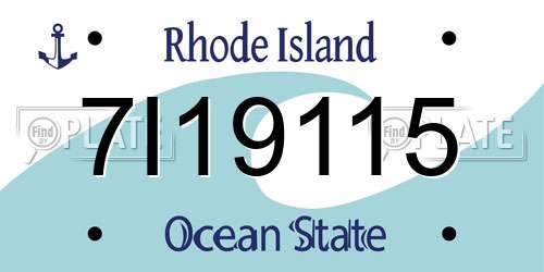 7I19115 Rhode Island License Plate
