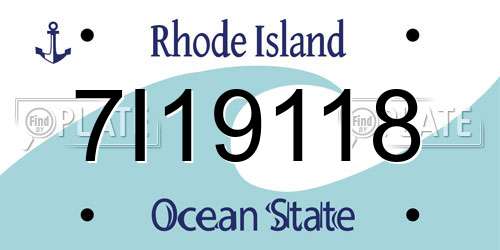 7I19118 Rhode Island License Plate