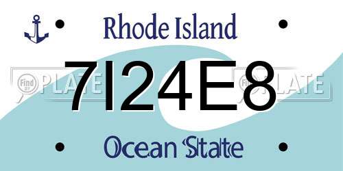 7I24E8 Rhode Island License Plate