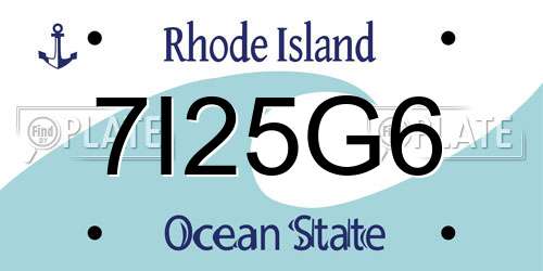 7I25G6 Rhode Island License Plate