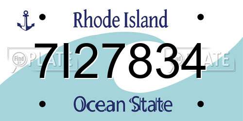 7I27834 Rhode Island License Plate