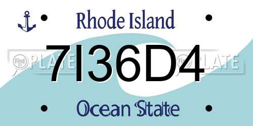 7I36D4 Rhode Island License Plate