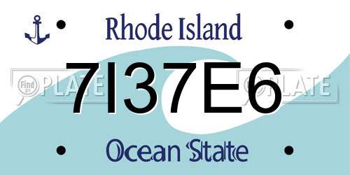 7I37E6 Rhode Island License Plate
