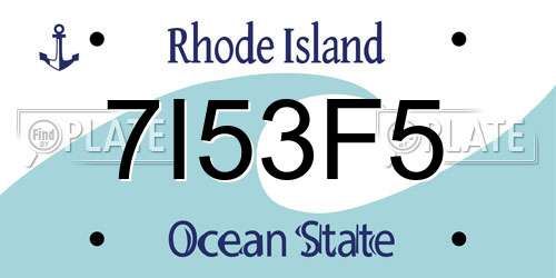 7I53F5 Rhode Island License Plate