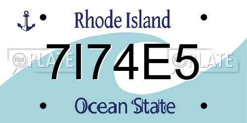 7I74E5 Rhode Island License Plate