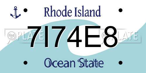 7I74E8 Rhode Island License Plate