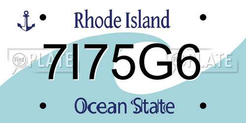 7I75G6 Rhode Island License Plate