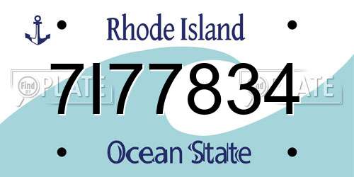 7I77834 Rhode Island License Plate