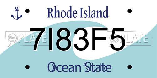 7I83F5 Rhode Island License Plate