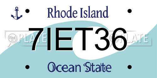 7IET36 Rhode Island License Plate