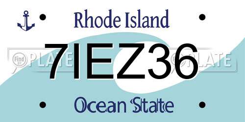 7IEZ36 Rhode Island License Plate