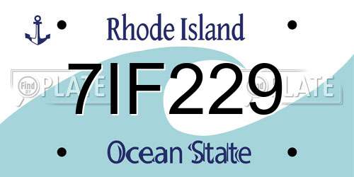 7IF229 Rhode Island License Plate