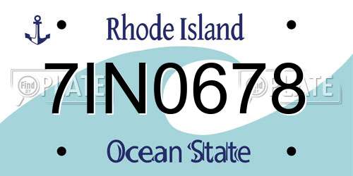 7IN0678 Rhode Island License Plate