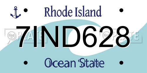 7IND628 Rhode Island License Plate