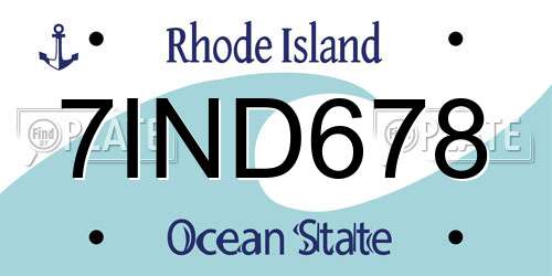 7IND678 Rhode Island License Plate