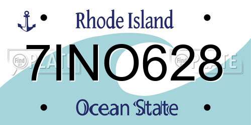 7INO628 Rhode Island License Plate