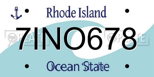 7INO678 Rhode Island License Plate
