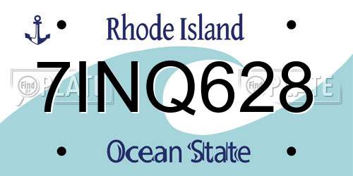 7INQ628 Rhode Island License Plate