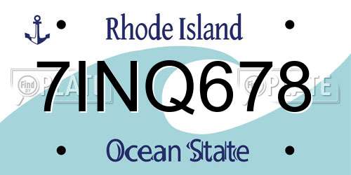 7INQ678 Rhode Island License Plate