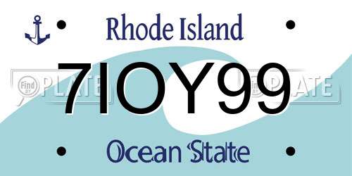 7IOY99 Rhode Island License Plate