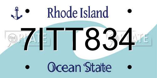 7ITT834 Rhode Island License Plate